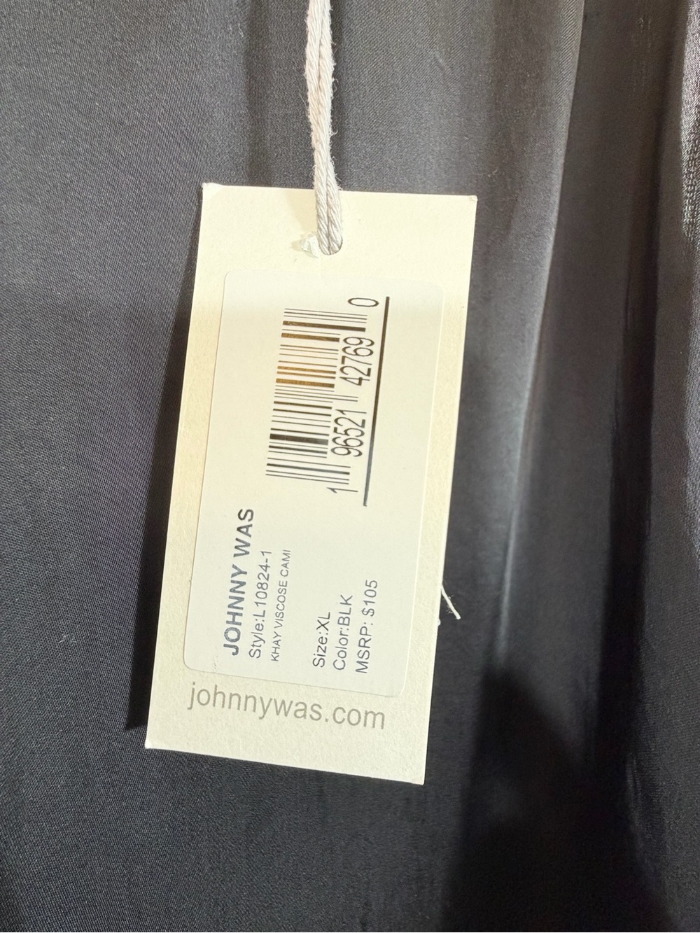 Johnny Was Black Satin V-Neck Camisole Size XL Minimalist Please see condition - Picture 12 of 14